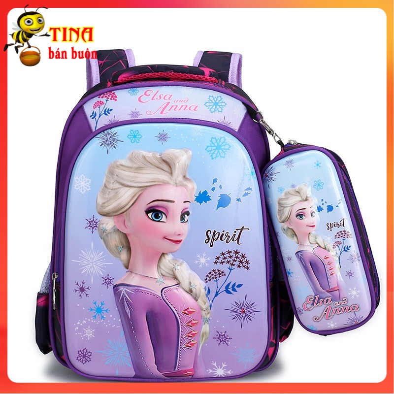 Combo balo và hộp bút đi học cho bé gái in hình công chúa Elsa xinh đẹp E395