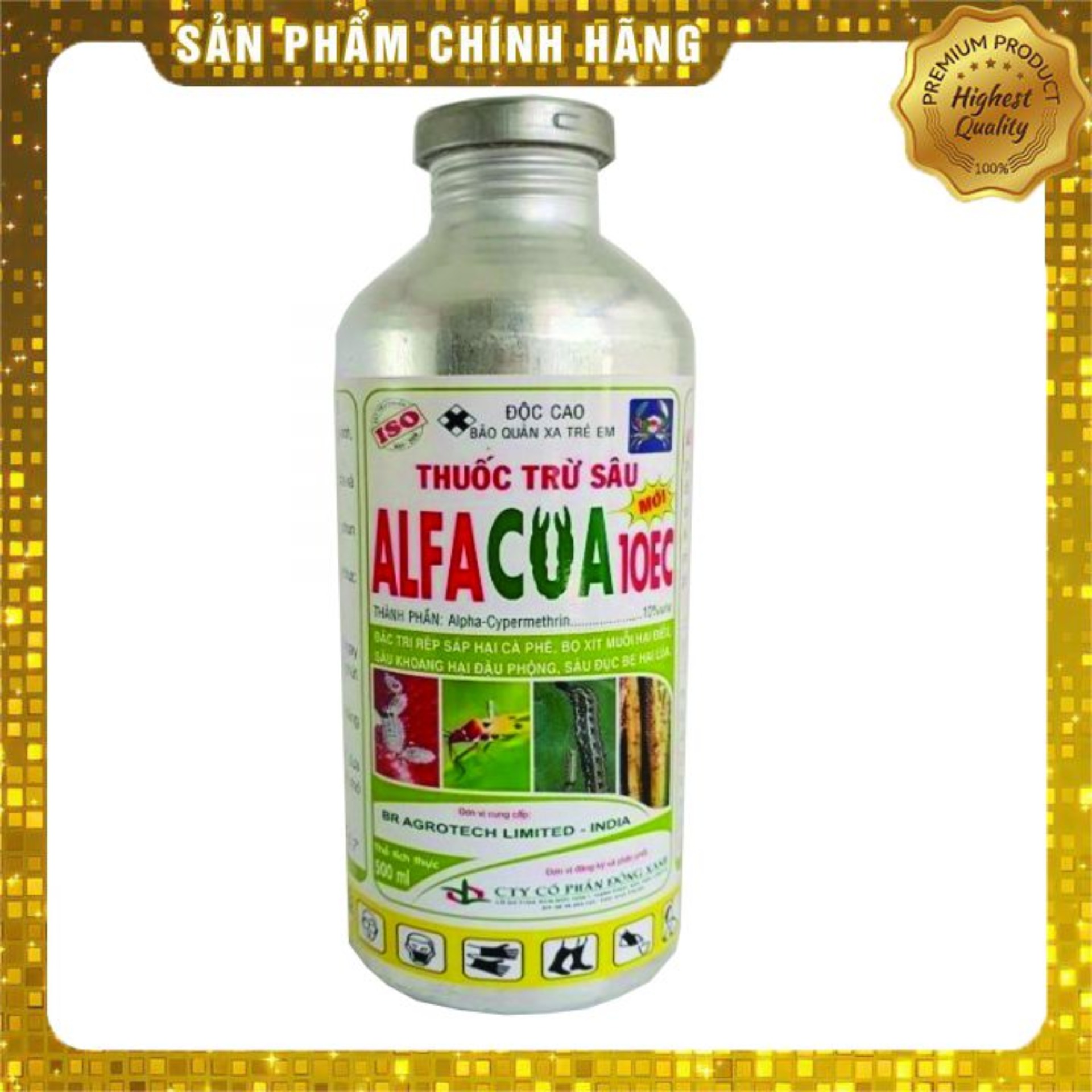 Thuốc diệt sâu Alphacua 10EC 500ml đặc trị rệp sáp, bọ xít, muỗi, sâu khoang