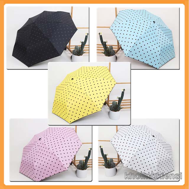 [HCM]Ô dù cầm tay che nắng mưa chấm bi nhỏ gọn LK1303 - chống tác hại của tia UV tốt