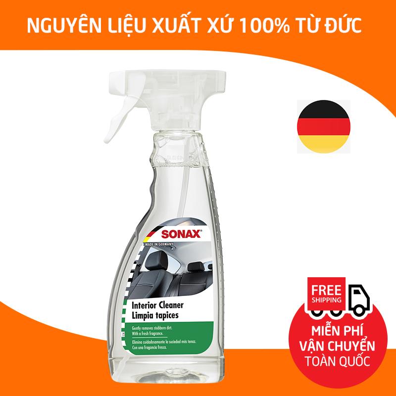 Dung dịch làm sạch nội thất ô tô, xe hơi, xe khách, xe tải Sonax CarInterior Cleaner, chai xịt rửa giặt sạch da ghế, trần xe, tay nắm xe, văn phòng, đệm sofa-SN-321200