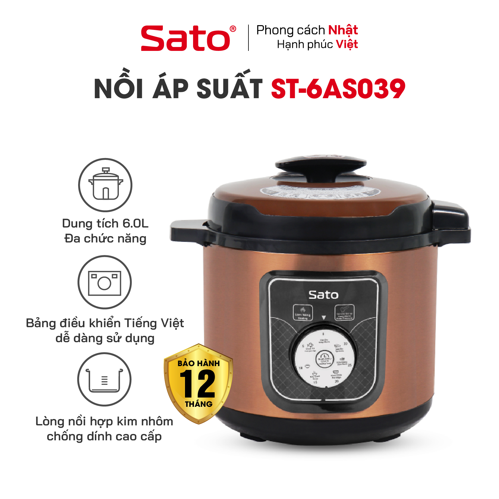 Nồi áp suất đa năng 6l sato 6as039