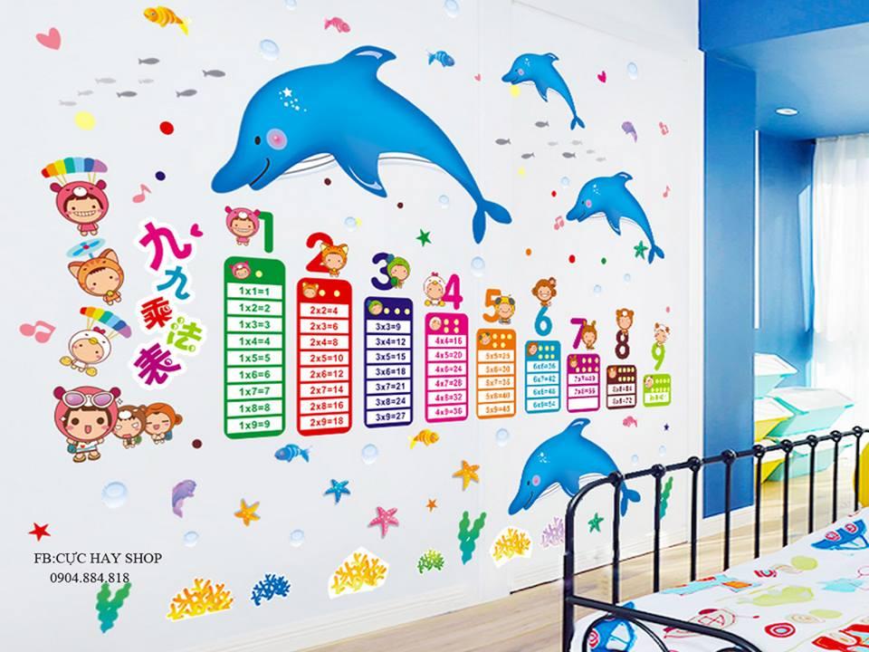 [HCM]DECAL DÁN TƯỜNG BẢNG CỬU CHƯƠNG VÀ CÁ HEO