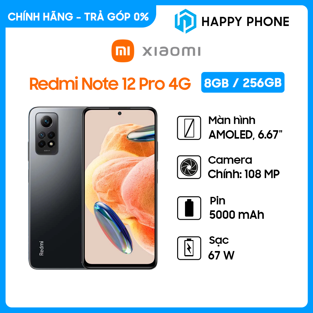 Điện thoại Xiaomi Redmi Note 12 Pro 4G Mới 100 Bảo hành 18 tháng