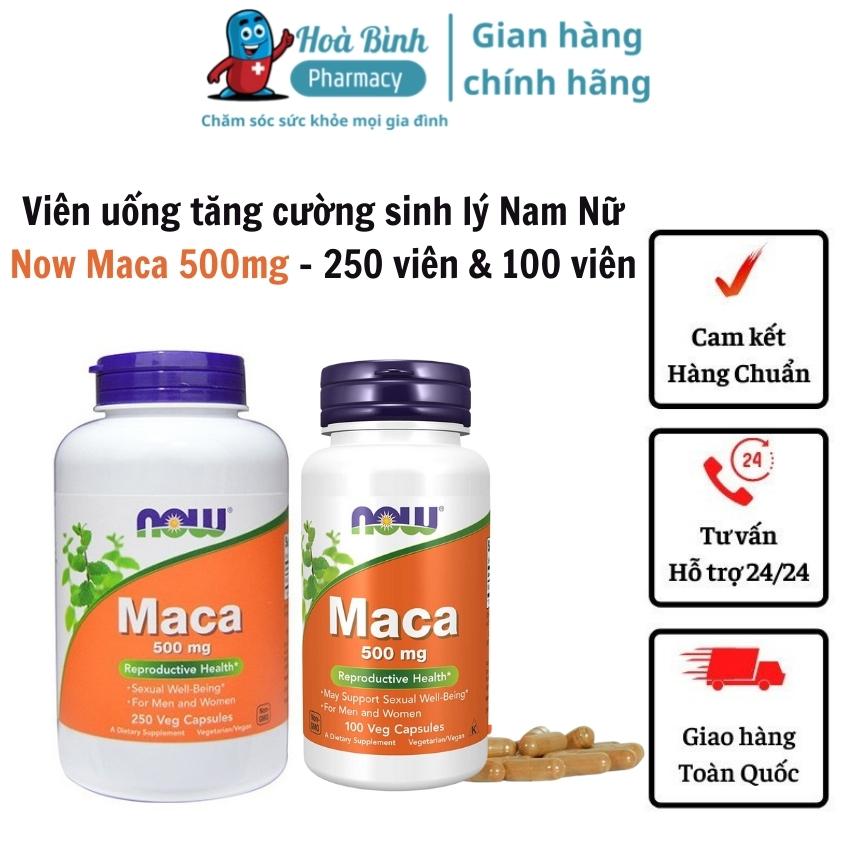 Viên uống tăng cường sinh lý cho cả nam nữ - now maca 500mg - lọ 100 viên & 250 viên