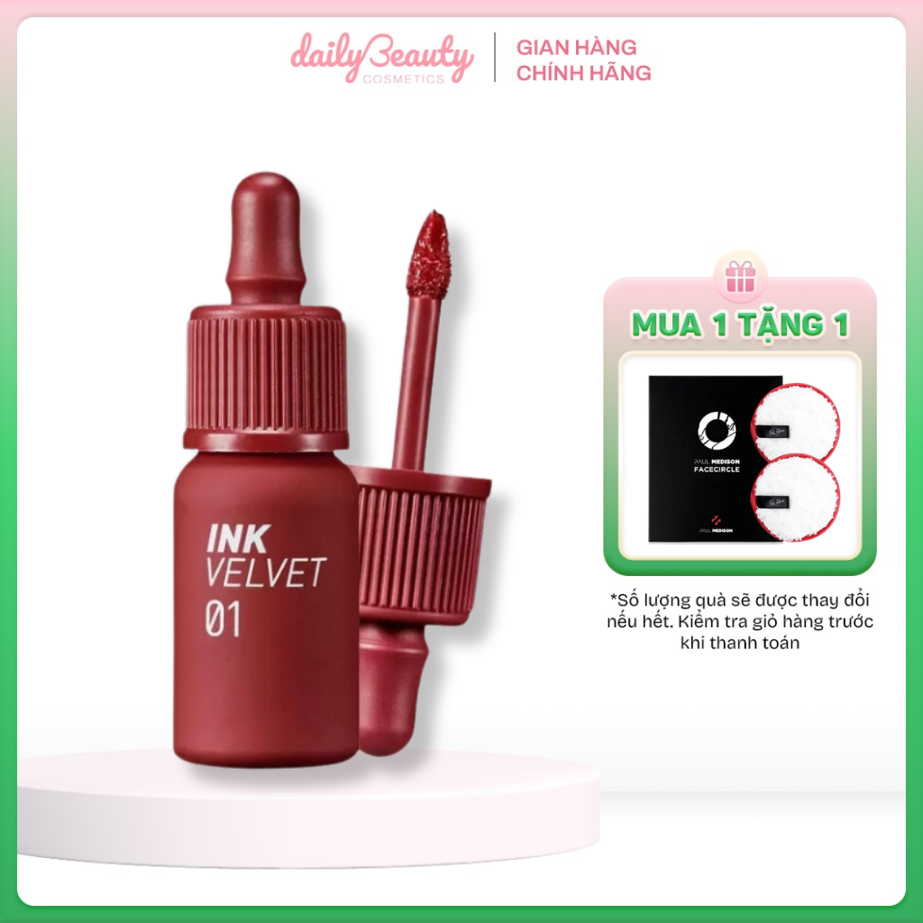 Son Kem Lì Peripera Ink Velvet Lip Tint 4g mềm mịn, Son kem lì mướt môi lên màu chuẩn Hàn Quốc Daily Beauty