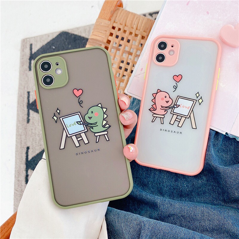 Ốp Lưng Nhám Chống Sock Va Đập Bảo Vệ Camera Dinosaur Love