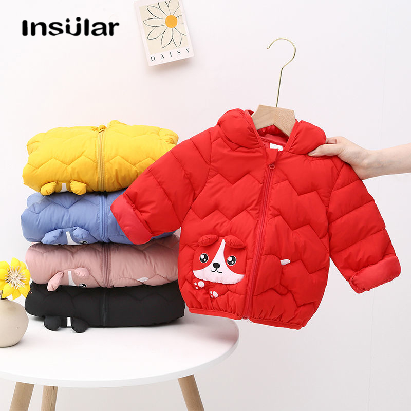 Insular Quần áo cotton được làm dày mùa đông cho trẻ em Áo Khoác Khóa Kéo Có Mũ hoạt hình dễ thương 25 tuổi cho bé trai và bé gái thoải mái và ấm áp