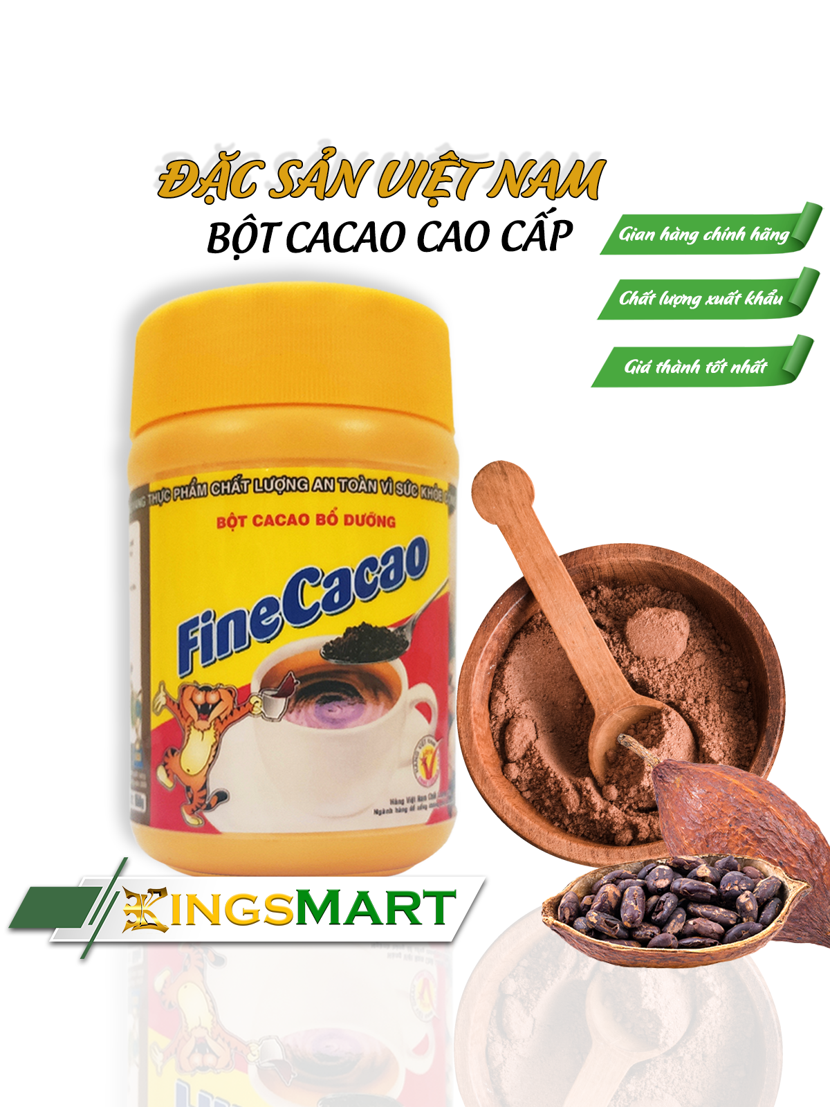 Bột cacao Fine 150g - Thương hiệu TIẾN PHÁT - Đặc sản Quy Nhơn - Hũ 150g - Kingsmart