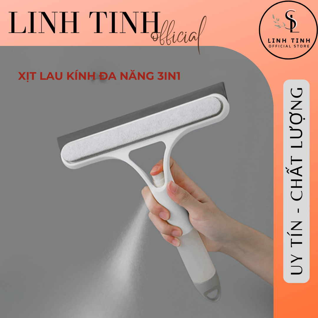 Cây lau kính đa năng tích hợp bình xịt và gạt nước 3IN1 - Dụng cụ lau kính cầm tay, vệ sinh kính ô tô, chống bám nước