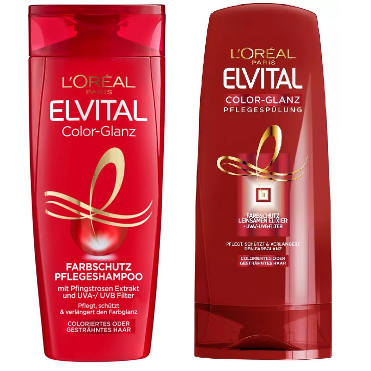 Bộ Gội Xả LOreal Elvital Color-GLanz Dành Cho Tóc Nhuộm