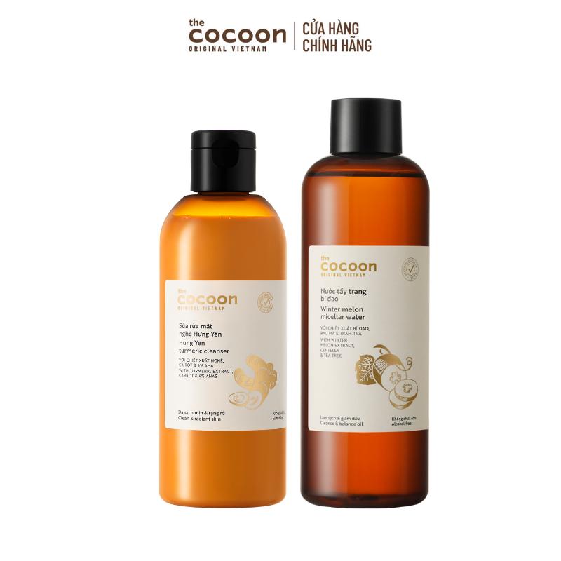 COMBO 1 - Bigsize Nước tẩy trang bí đao 500ml + Bigsize Sữa rửa mặt nghệ Hưng Yên 310ml