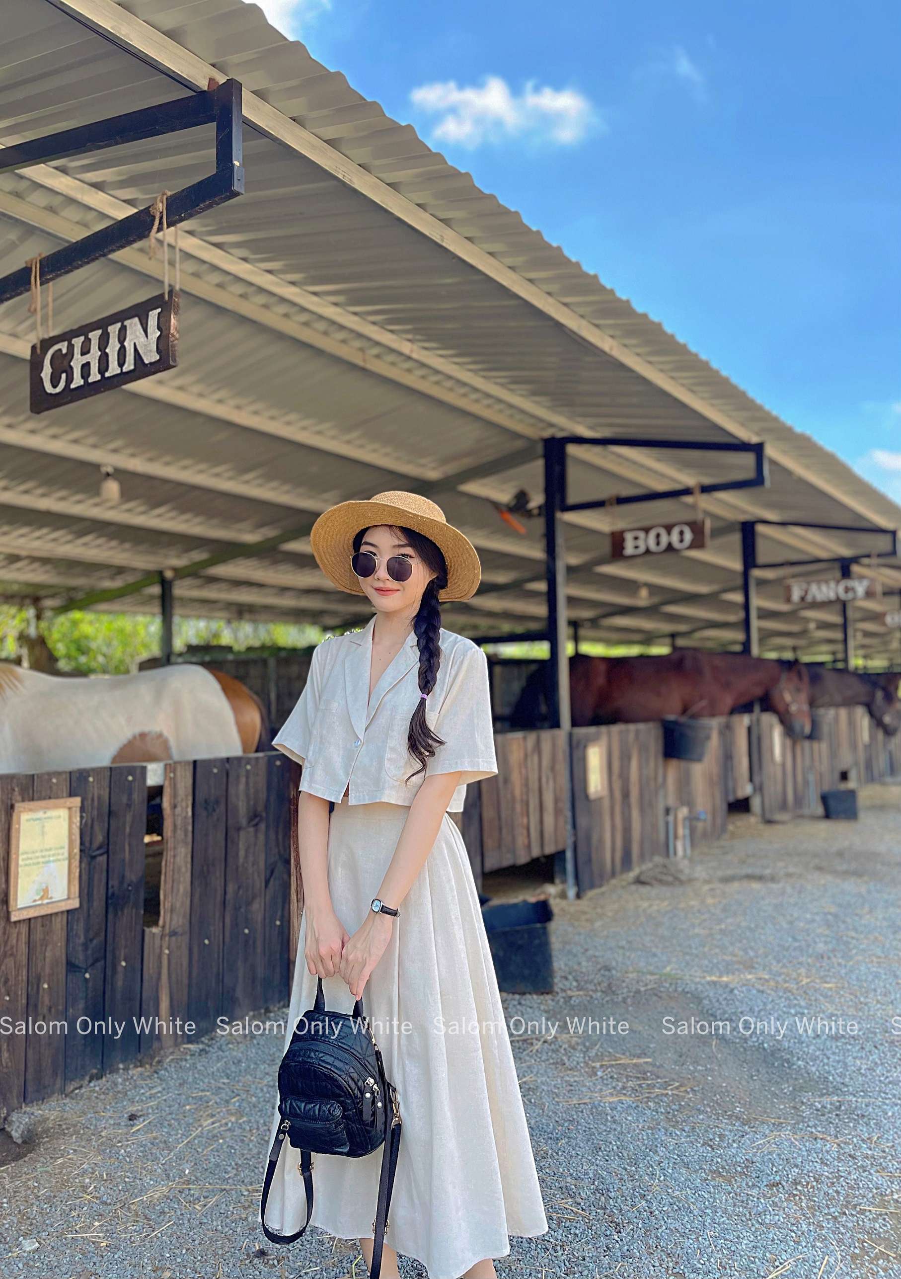 Hoàn tiền 15% - set blazer tay ngắn và chân váy linen salom - lani set