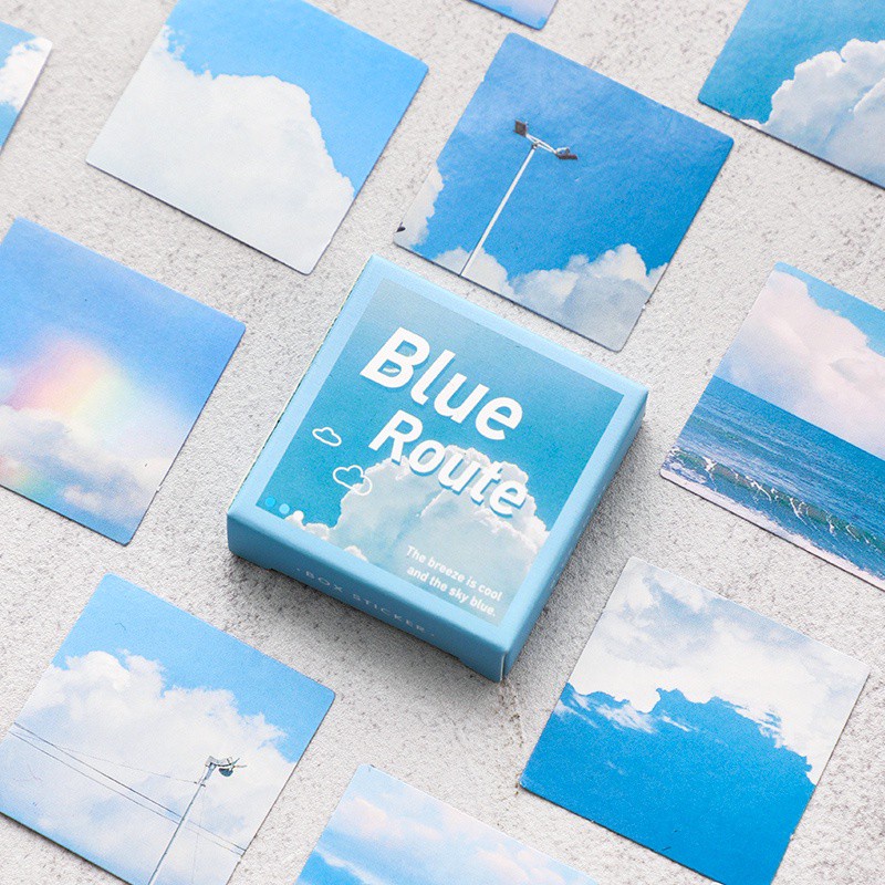Hộp 45 sticker hình dán chủ đề bầu trời xanh Blue Sky