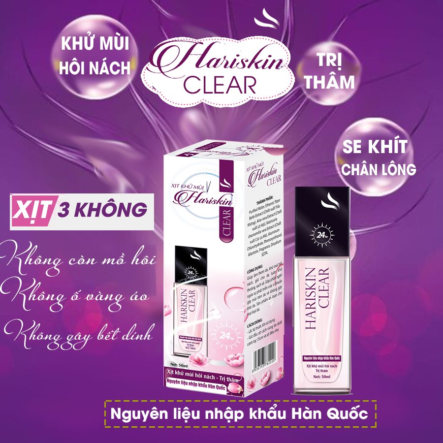 Xịt hôi nách hariskin clear chai 50ml dùng cho cả nam và nữ