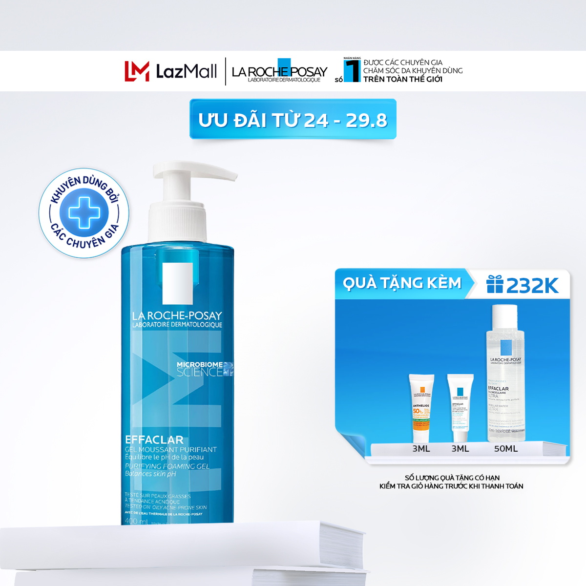 Gel rửa mặt cho da dầu nhạy cảm La Roche-Posay Effaclar Foaming Gel 400ml