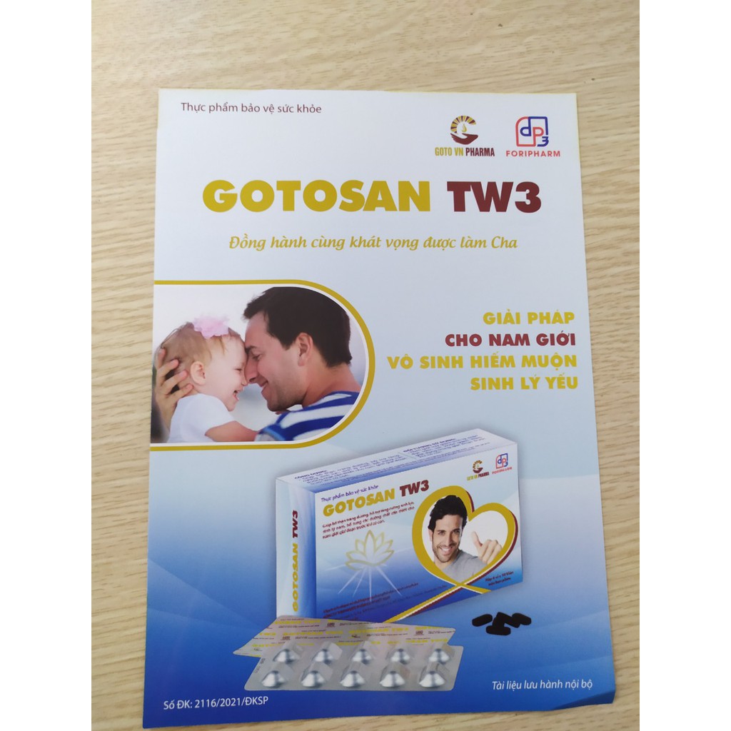 Gotosan tw3 hộp 60 viên mẫu mới ,dược phẩm đàn ông