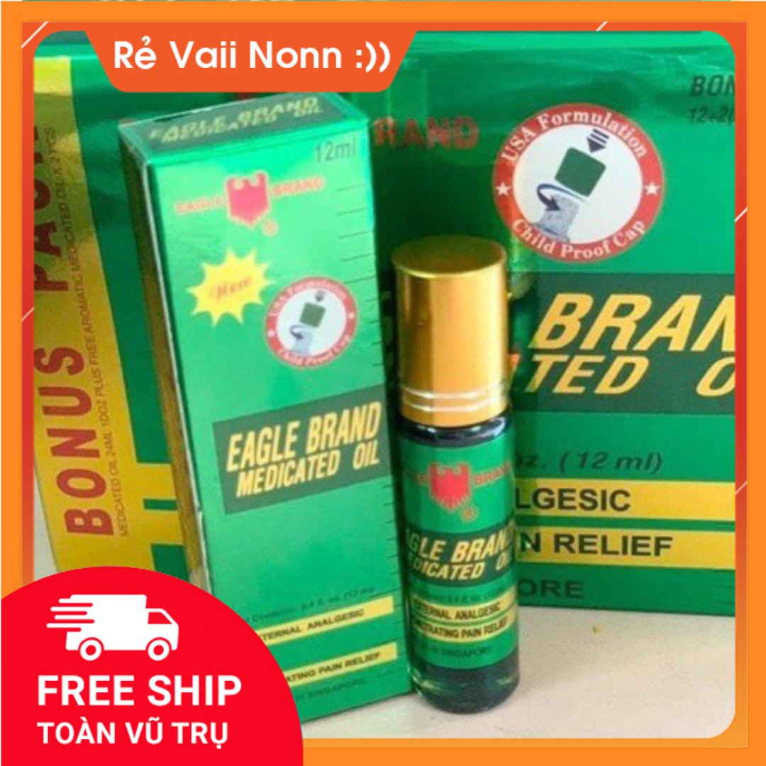 Lố 14 chai dầu gió xanh con ó eagle brand dạng lăn 12ml giảm đau nhứt , say tàu xe , côn trùng cắn hiệu quả