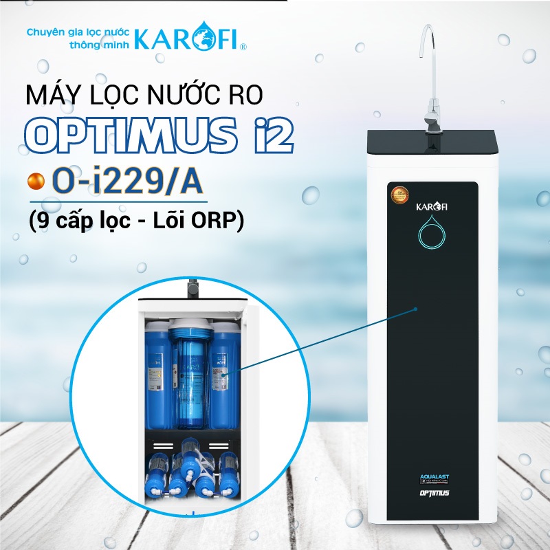 Máy lọc nước RO Karofi OPTIMUS i2 O-i229/A (9 cấp lọc - Lõi ORP)