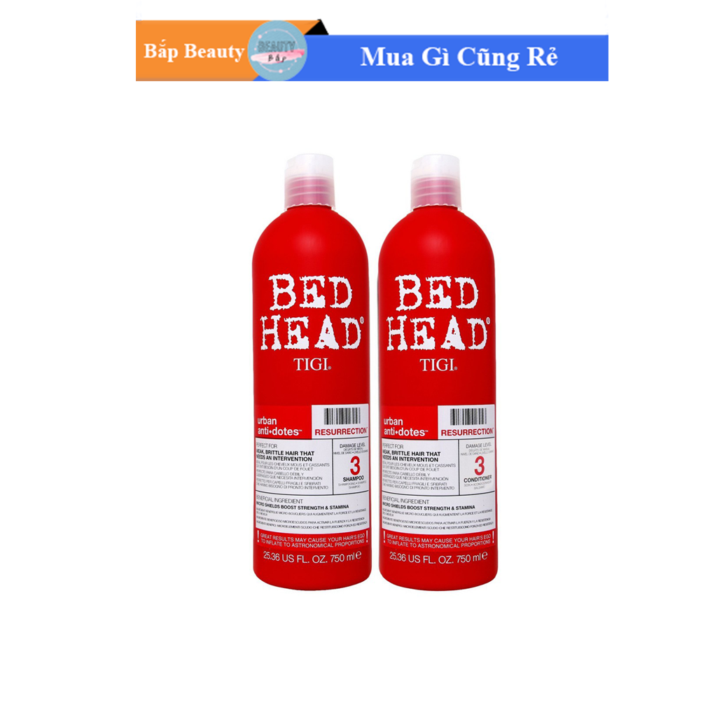 Bộ đôi Dầu gội Tigi Bed Head đỏ số 3 dành cho tóc hư tổn nặng