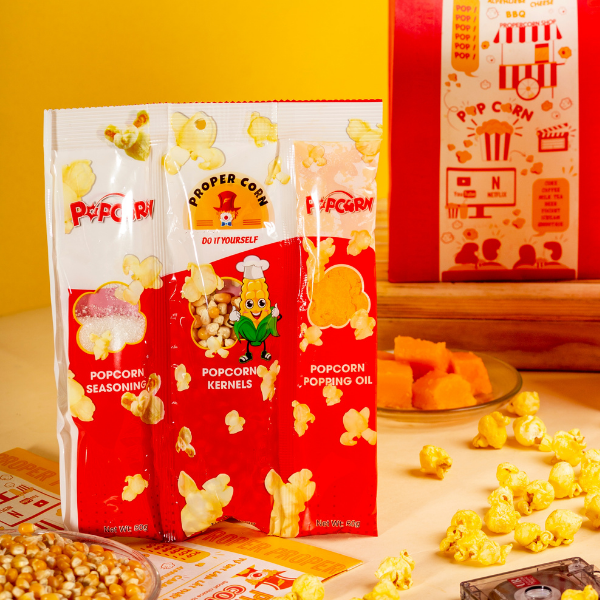 Set nổ popcorn tiện lợi - "Proper DIY All in One" - Combo 3in1 tự nổ bắp rang bơ tại nhà