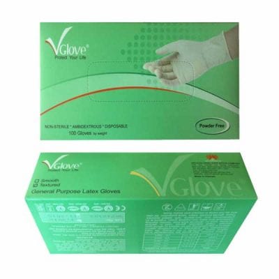 Găng tay Vglove Không bột Size M Glove Gang tay bao tay