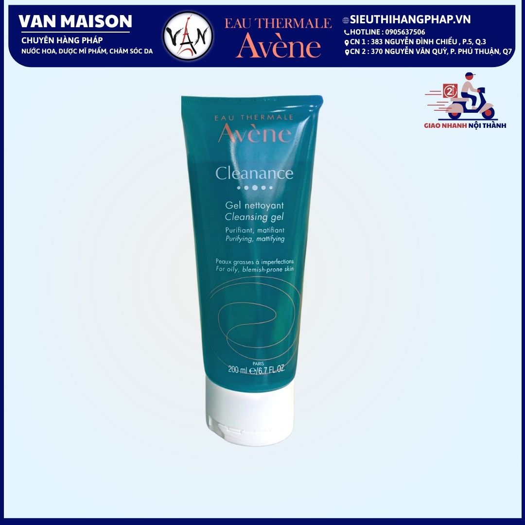 Sữa rửa mặt avene cleanance cleansing dạng gel dành cho da dầu mụn 200ml