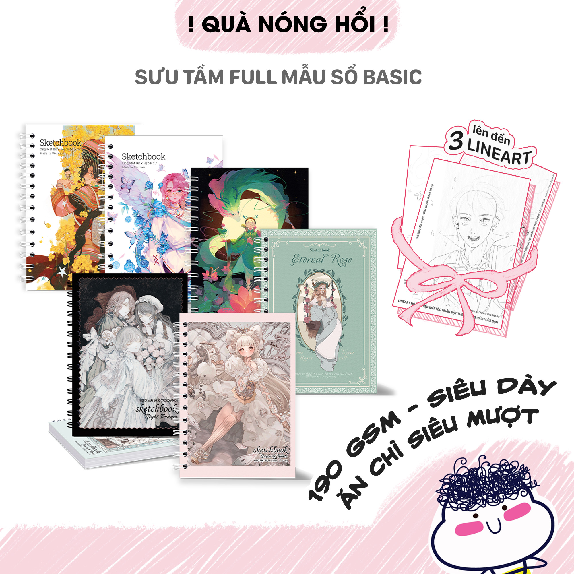 [COMBO 6 SỔ] Sổ Vẽ Không Kị Tẩy - Sổ Phác Thảo - Lỗi 1 Đổi 1 - Sketchbook Không Kèm Եài Liệu Vẽ - Ong Mặt Bự