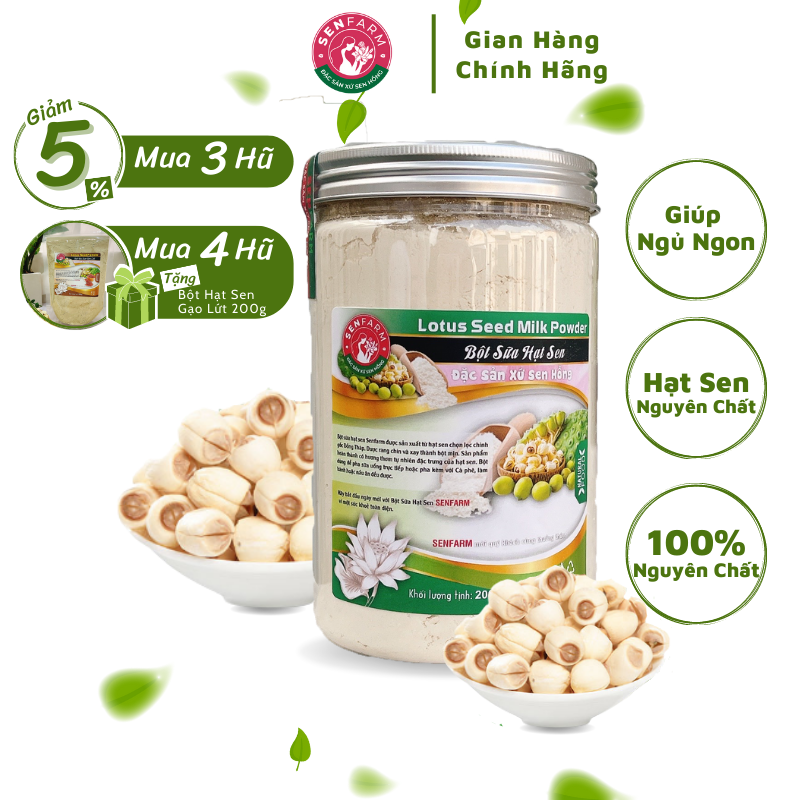 Bột Hạt Sen nguyên chất Senfarm - Không Đường