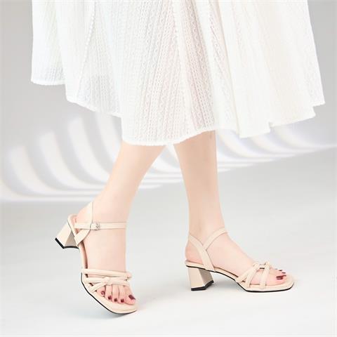  Giày Cao Gót MWC G111 - Sandal Cao Gót Quai Thắt Nút Cách Điệu Gót Vuông Thời Trang Thanh Lịch 