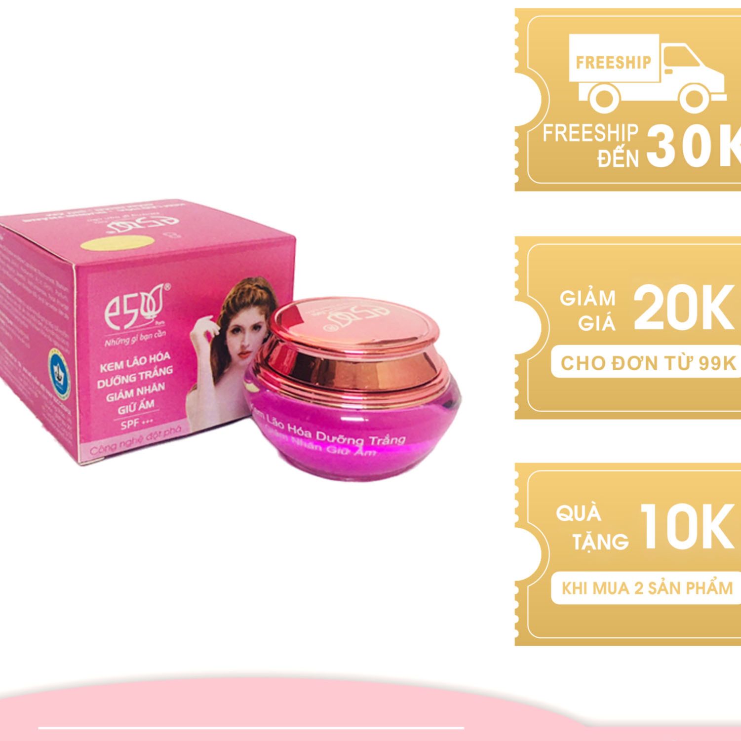 Kem E5  (18g) Kem Lão hóa, Chống nhăn, Dưỡng trắng ( MUA 3HỘP KEM TẶNG 1 HỘP BODY KIM NGÂN 120G)