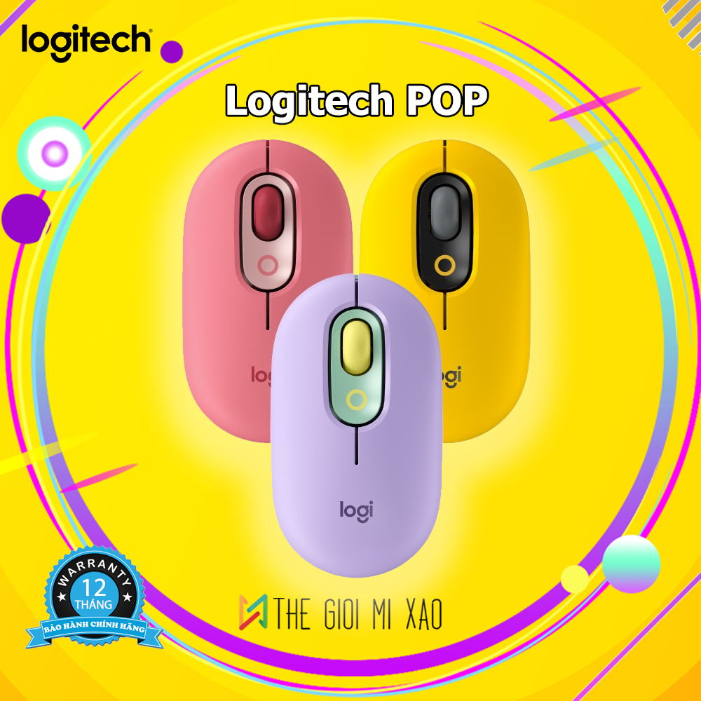 Chuột không dây bluetooth Logitech POP MOUSE - giảm ồn, nút emoji tùy chỉnh, kết nối 3 thiết bị | Bảo hành 1 năm
