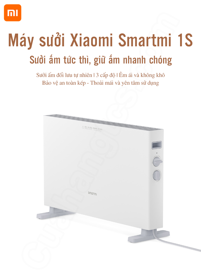 (Freeship-Bao hành 1 năm) Máy sưởi đối lưu, quạt sưởi Smartmi 1S Xiaomi, Smartmi Convector heater 1S- international version DNQ04ZM làm nóng nhanh Bản Quốc Tế-Bảo hành chính hãng