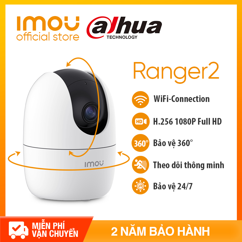 DAHUA Camera IP WIFI IMOU RANGER2 A22EP – FULL HD 1080P - Chuẩn nén H.265 - Hỗ trợ thẻ nhớ lên đến 256GB + Lưu trữ đám mây + Kết nối đầu ghi - Bảo hành chính hãng 2 năm