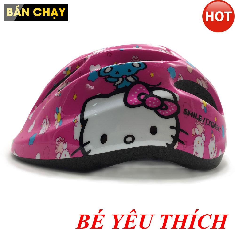 Mũ Bảo Hiểm Xe Đạp, Chơi Thể Thao, Trượt Patin Dành Cho Trẻ Em Gái Cao Cấp Chính Hãng Protec SMILE (WT - 024) Họa Tiết Kitty Màu Hồng - AFAST VIỆT NAM