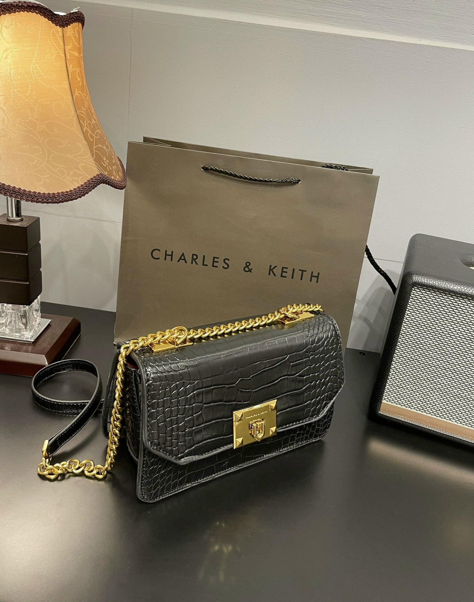 Túi xách Charles & Keith màu đen QN Store QN048 Hàng chất likeauth size 22cm sang trọng thanh lịch và trẻ trung