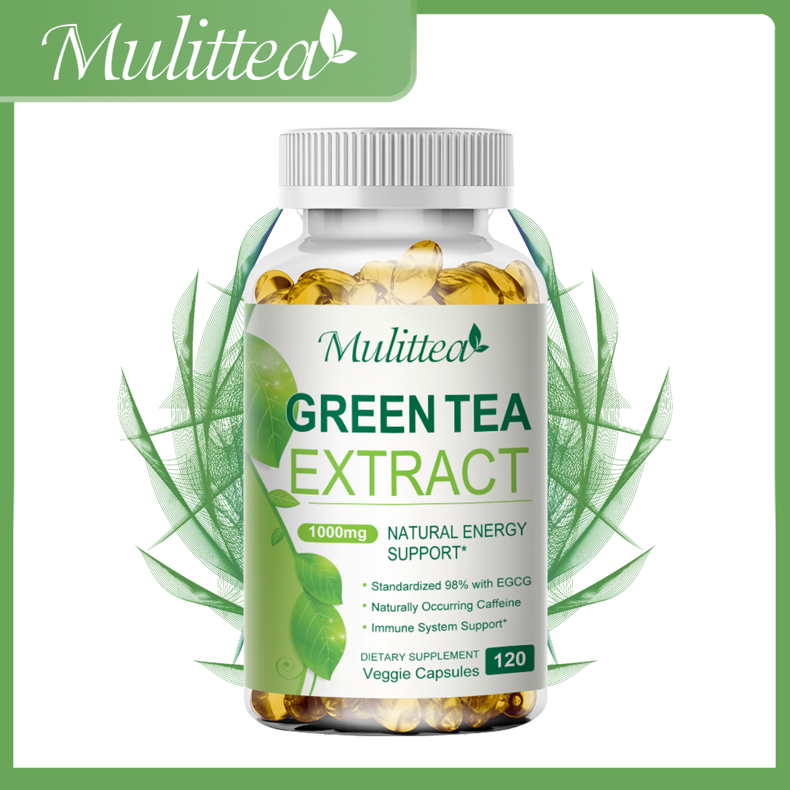 Mulittea Green Tea Extract Fat Burner Supplement with EGCG