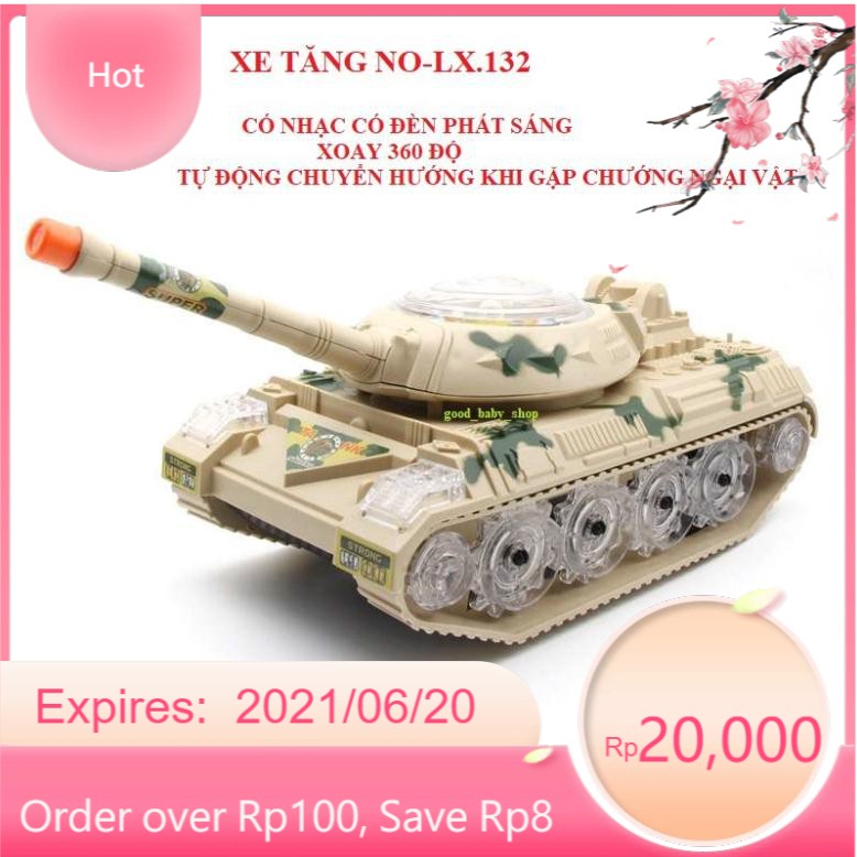 XE TĂNG ĐỒ CHƠI SUPER TANKS TỰ ĐỘNG ĐỔI HƯỚNG KHI GẶP VẬT CẢN CÓ NHẠC CÓ ĐÈN FLASH NHẤP NHÁY