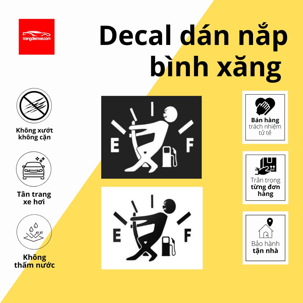 Decal Trang Trí Nắp Bình Xăng Xe Tem Dán Họa Tiết Vui Nhộn Trangdiemxe