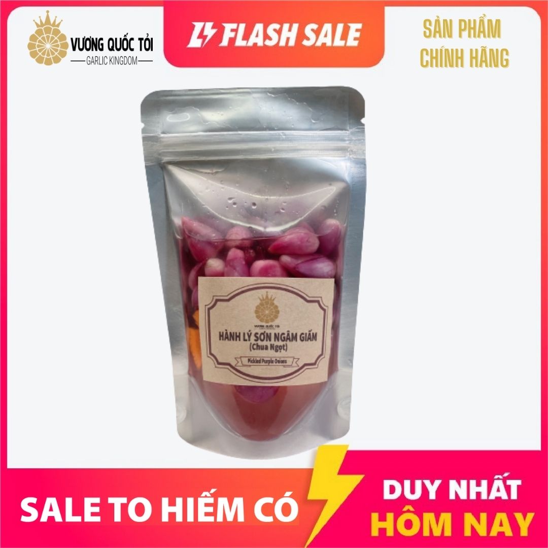 Hành tím Lý Sơn ngâm giấm chua ngọt - Vương Quốc Tỏi - túi 250g - Hành tím trồng tại đảo Lý Sơn - 100% tự nhiên, không hoá chất, không phẩm màu, không chất bảo quản