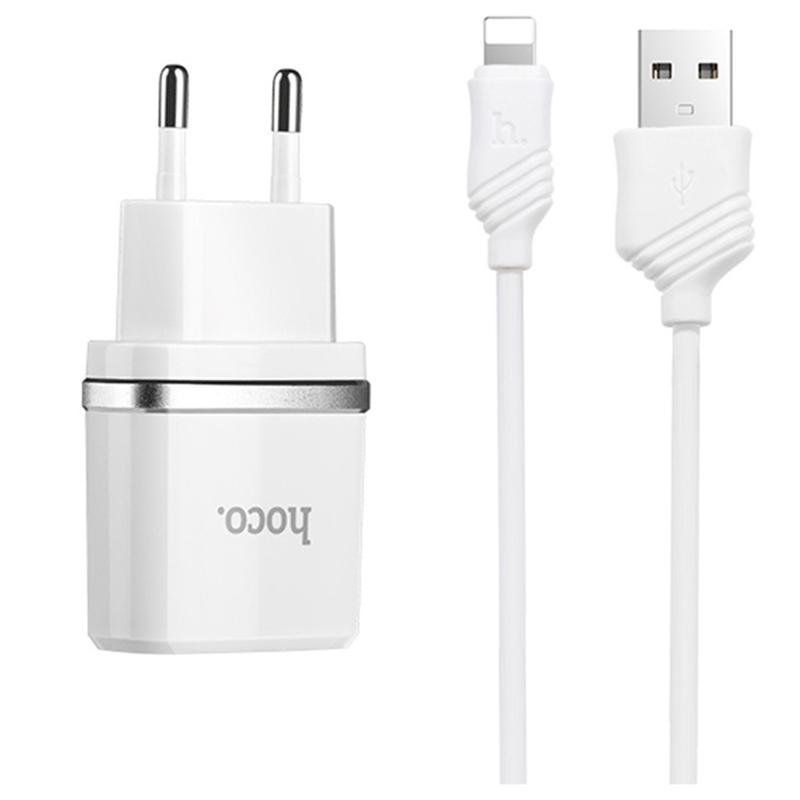 Bộ cáp và cốc sạc hoco c12 for lightning 2 cổng usb sạc nhanh 2.4a
