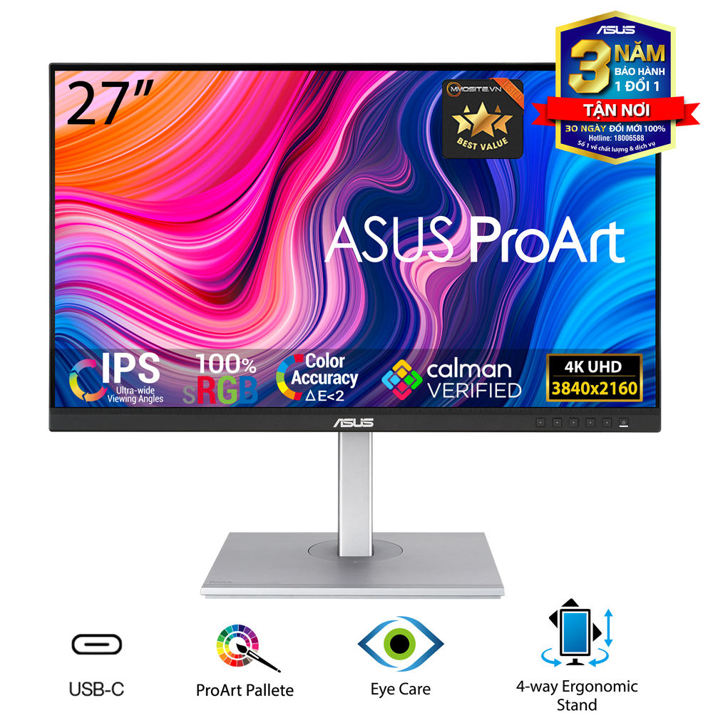 /tặng đèn màn hình + 3 tháng adobe/ màn hình asus pro art pa279cv