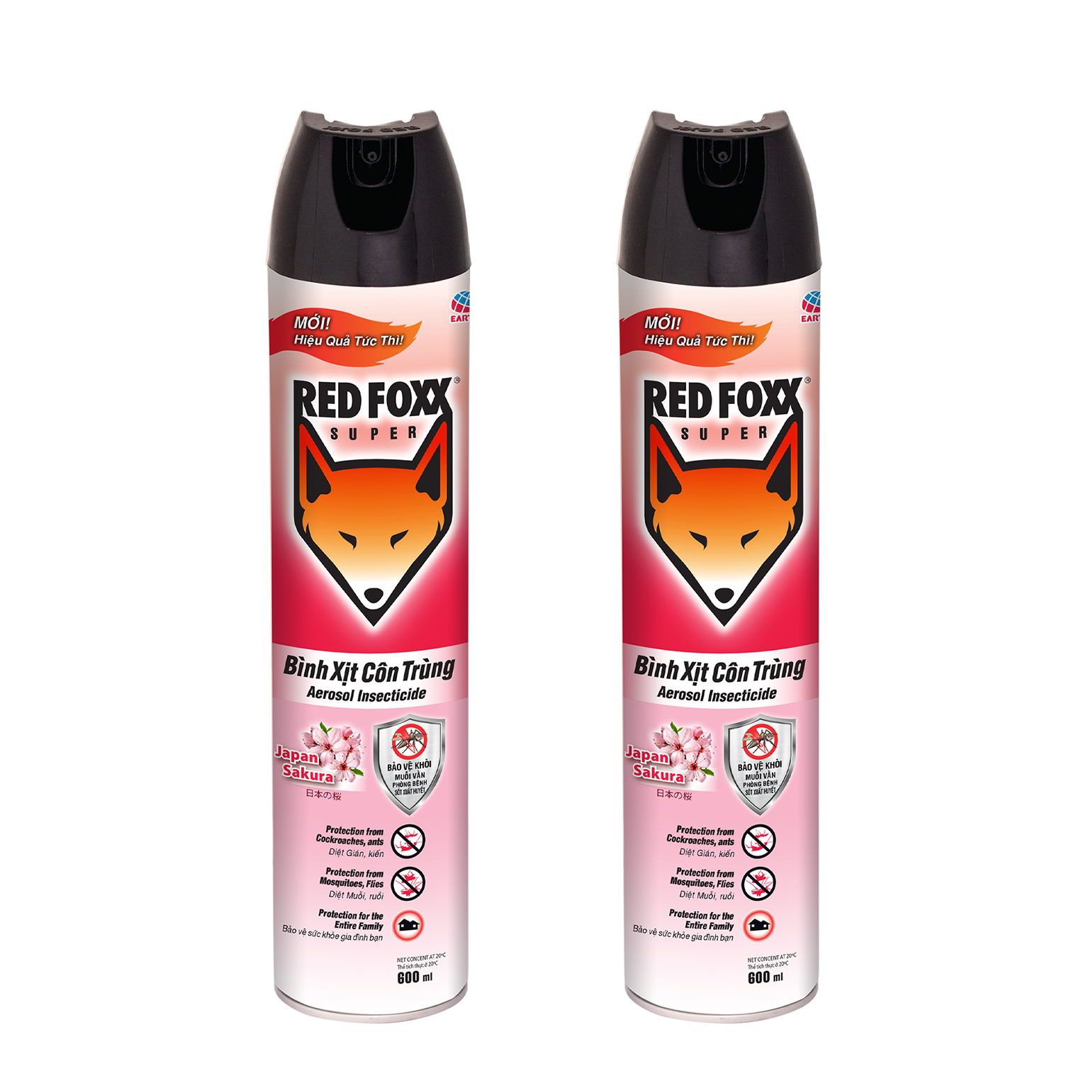 Combo 2 bình xịt côn trùng red foxx 600ml - hương sakura