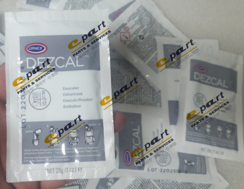 Bột vệ sinh cho máy pha cà phê. Urnex Dezcal Powder 4x28g Xuất Xứ Mỹ. 4 gói