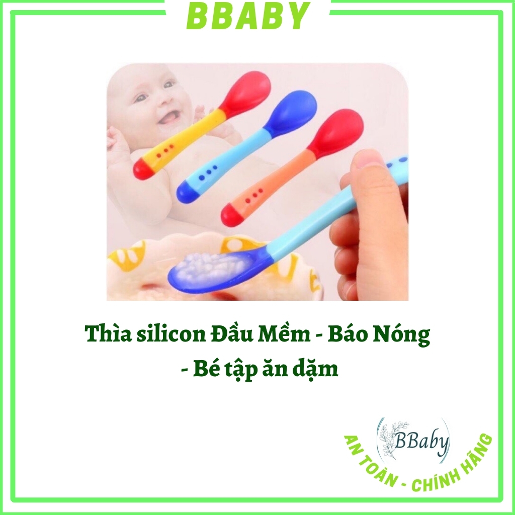Combo 3 thìa báo nóng silicon ăn dặm cho bé