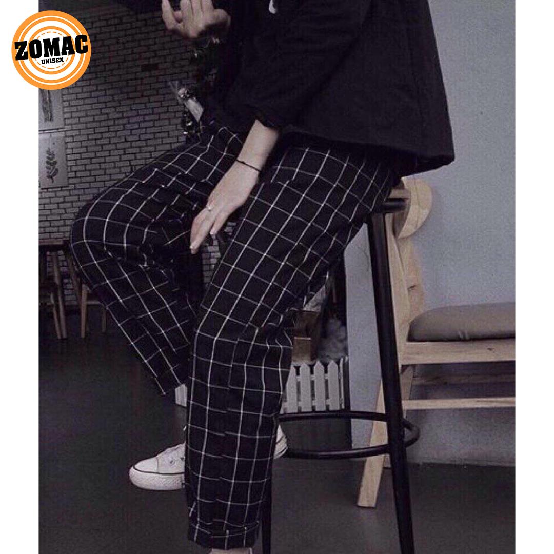 Quần dài CARO PLAID PANTS Nam Nữ Đen kiểu UNISEX ZOMAC