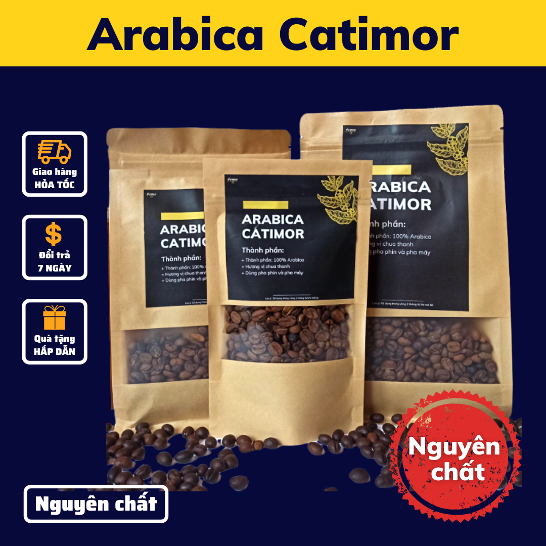 Cà phê rang xay ARABICA CATIMOR 250g cafe nguyên chất hương vị chua thanh