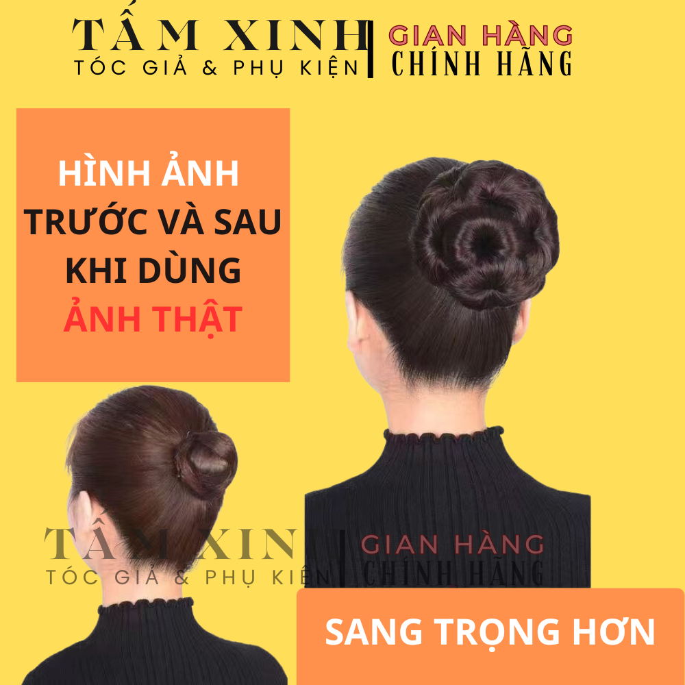 Búi tóc giả trung niên, búi hoa không đính đá
