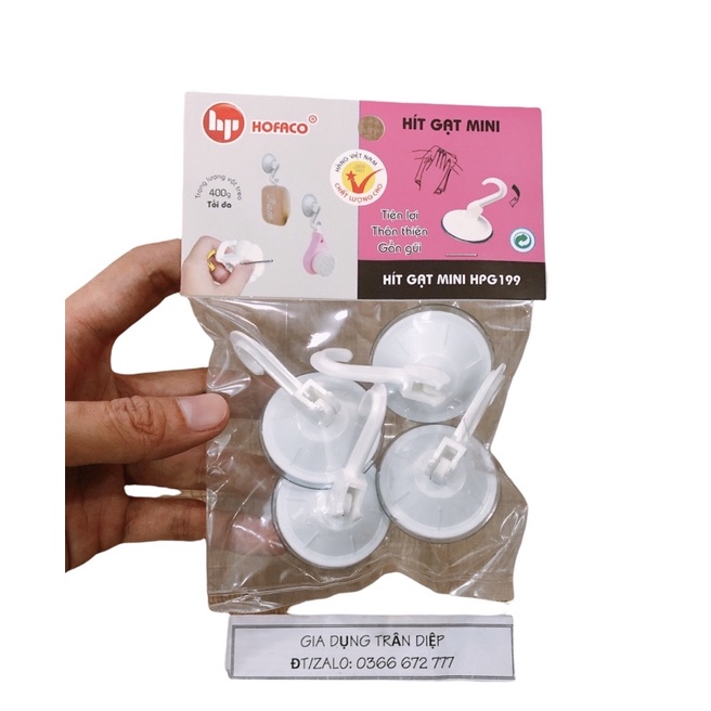 Combo 4 móc và gạt hít kiếng 199 chịu lực 400gram