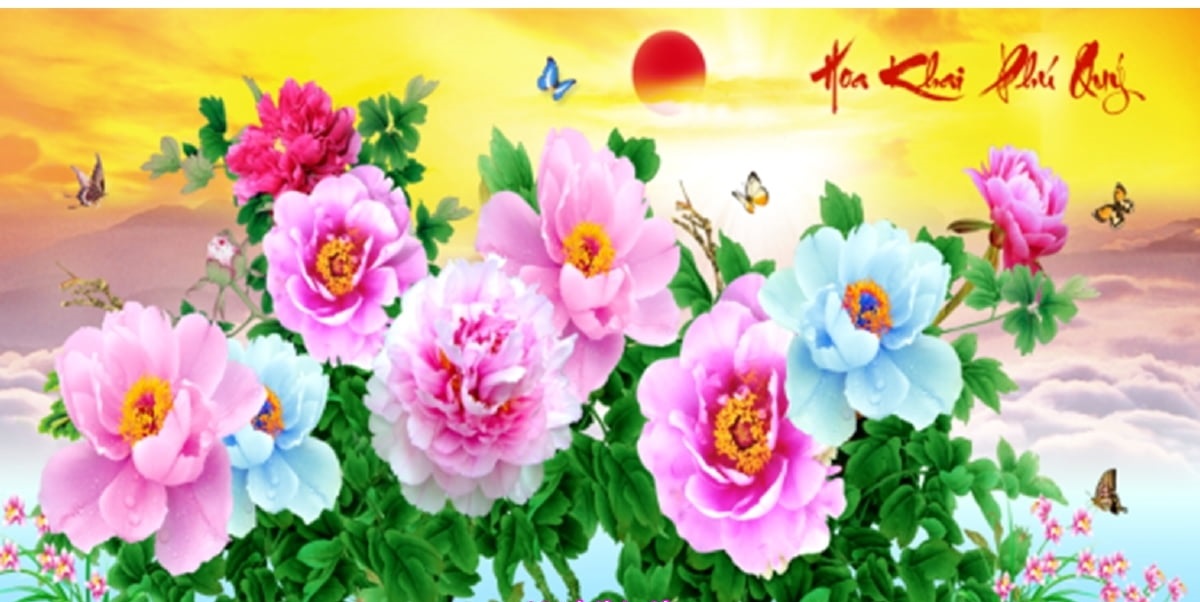 Tranh đính đá hoa khai phú quý -dd9293