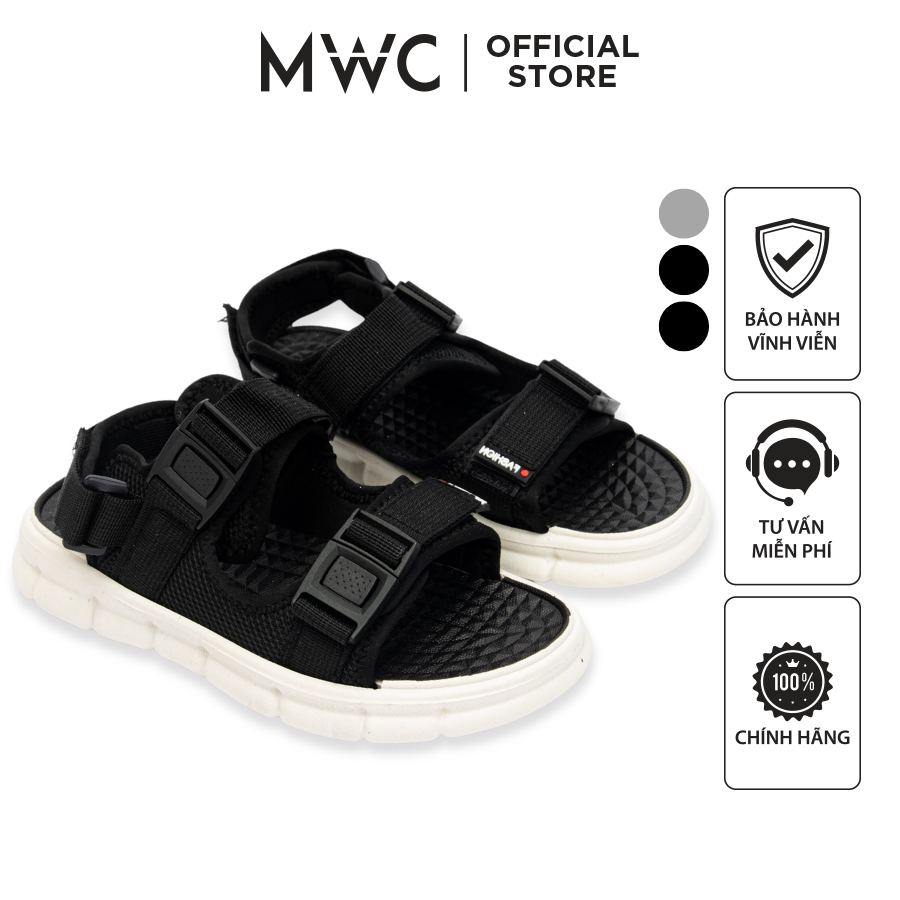 Giày sandal nữ mwc đế bằng quai ngang vải dù cá tính nusd- 2927